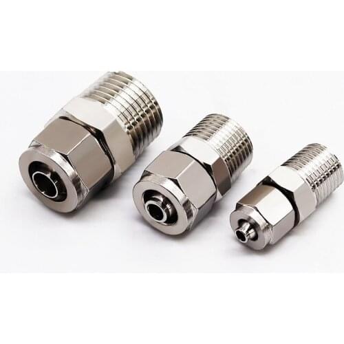 PC4 6 8 10 12mm Pipe Tube To M5 1/8 1/4 3/8 1/2 Trachea Quick Screw Pipe Fittings Copper Pneumatic Components Fast Twist Joint
