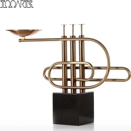 Tooarts Cornet Candlestick --High Music Element Marble Base Candlelight Dinner Table Ornament Wedding Decoration Home Decor Gift