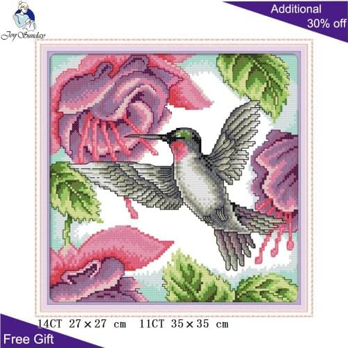 Joy Sunday Hummingbirds Needlework DA225 14CT 11CT Stamped and Counted Home Decoration Birds Embroidery DIY Cross Stitch Kits