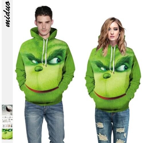 Christmas Grinch Hoodies Sweatshirts cosplay costume Grinch 3D Printing zipper Hoodie Jacket men and women sweater
