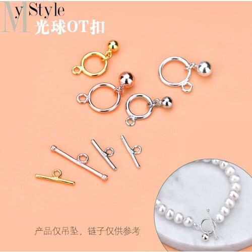 S925 sterling silver button light ball ot button bracelet necklace button beads accessories semi finished parts