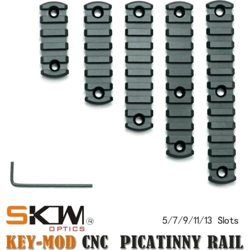 SKWGEAR Key Mod Picatinny rail Anodized 5/7/9/11/13 Slots /Weaver CNC Rail Sections Segment Sets For Keymod Handguard