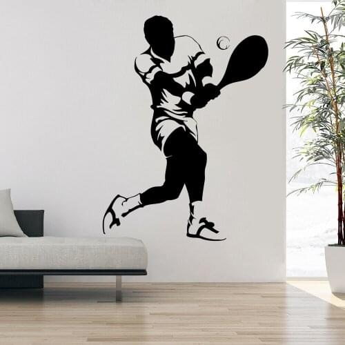 Sports Wall Stickers Tennis Player Fan Vinyl Art Decal Home Decor Living Room Removable Sticker for Kids Room Girls Boys P208