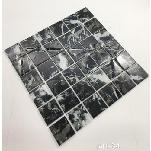 Dark black glass mosaic tile for kitchen backsplash decoration