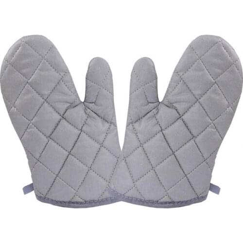 Comfortable to Wear Grey Color Thickened Non-Slip Textured Oven Mitts for Kitchen