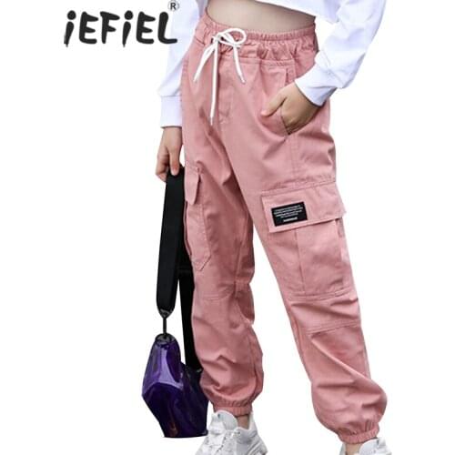 Spring Kids Girls Boy Cotton Sport Pants Casual Style Solid Color Teenage Girls Cargo Pants Children Long Trouser Beam Foot Pant