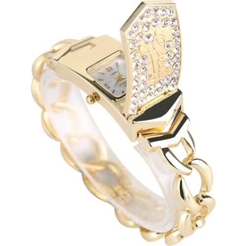 Luxury Embed Crystal Diamond Fashion Silver Gold Square Flap Cover Womens Bracelet Watch Golden Watch feminino horloges vrouwen