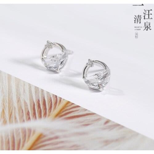 Simple Luxury Lovely 925 Sterling Silver Studs Earring for Woman with CZ Zircon Fashion Jewelry Gift Wedding Party