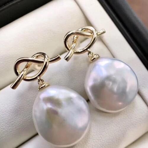 WT-E543 Teardrop Shape Pearl Earring Bowknot Stud&Freshwater Pearl Earring Bridesmaids Pearl Wedding Jewelry Gift For Women