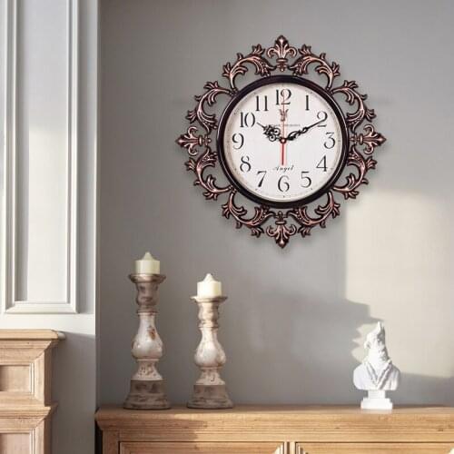 Zq American Modern Creative Personality Pastoral Wall Clock Retro Mute Living Room Home European Style Pocket Watch
