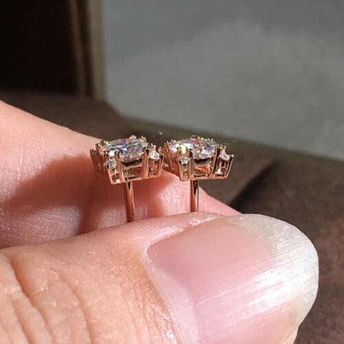 10K Rose Gold 4 Carat Stud Earrings Women Present Wedding Anniversary Engagement Party 2 ct Round Square Moissanite Diamond