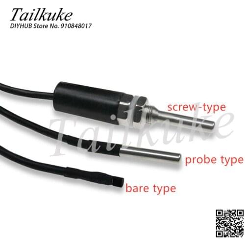 2pcs/lot DS18B20 Original Digital Stainless Steel Thread Straight Bar Screw Water Temperature Probe Exposed Sensor Probe