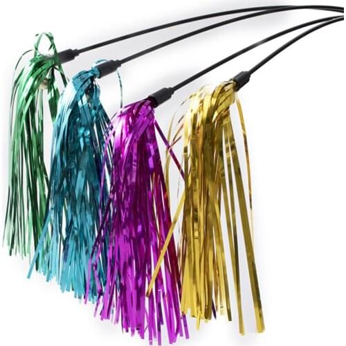 3PCS Cat Teaser Wand Crinkle Tassel Colorful Ribbon With Bell Sound Cat Interactive Wand Cat Exercise Toy Cat Pet Training Toys