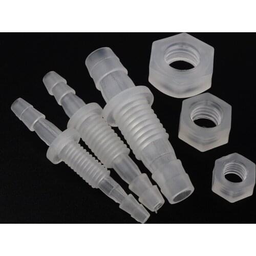 5Pcs 3~8mm M6~M10 PP Thread Hex Nut PP Straight Connectors Aquarium Fish Tank Adapter Air Pump Hose Fittings Pagoda Joints