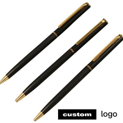 5pcs Metal Business Ballpoint Pen DIY Customized LOGO Text Engraving Gift Sign Advertising School Office Stationery Wholesale