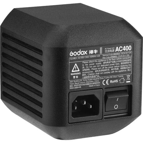 Godox AC400 100 to 240V AC Power Unit Source Adapter With Cable Adapter for Witstro AD400Pro Monolight