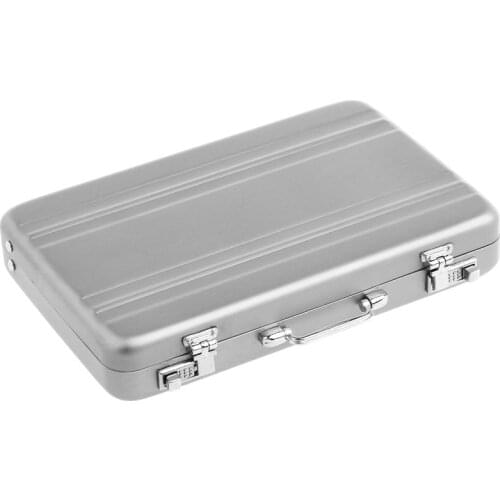 Aluminum password box Card Case Mini suitcase Password briefcase Silver