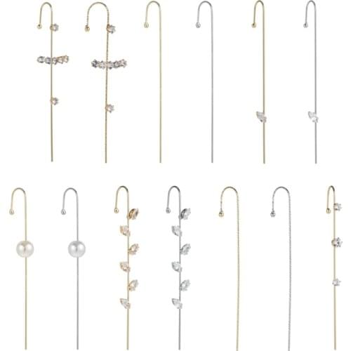 Bohemian Wedding Ear Wrap Crawler Hook Earring Crystal Stud Earrings For Woman Lightning Zirconia Earrings Jewelry