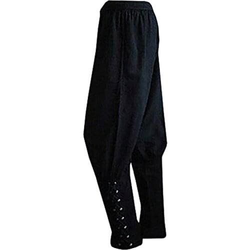 Adult Men Spring Summer Ankle Banded Pants Medieval Viking Navigator Trousers Renaissance Gothic Pants Cosplay