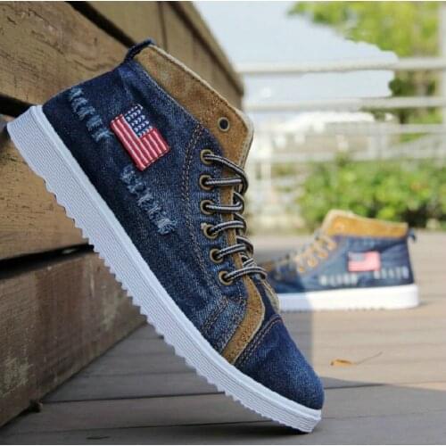 Hot Sale 2017 Men Shoes Casual Canvas Shoes man Fashion Shoes Men High Top Flats free shipping