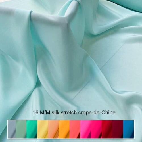 Customized solid color 16mm stretch silk crepe de chine fabric mulberry silk crepe de chine dress lining fabric