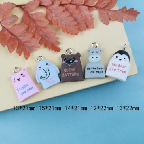 JeQue 10pcs Elephant Penguin Cat Cow Resin Charms Pendant DIY Animals Earring Dangle Fit Fashion Jewelry Finding Accessories