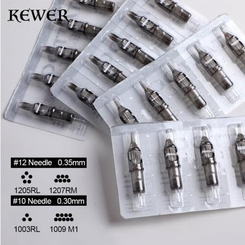 KEWER Tattoo Needles Cartridge RL RM M1 20PCS Mix 0.35mm 0.30mm Disposable Microblading Permanent Makeup Eyebrow Tattoo Needle