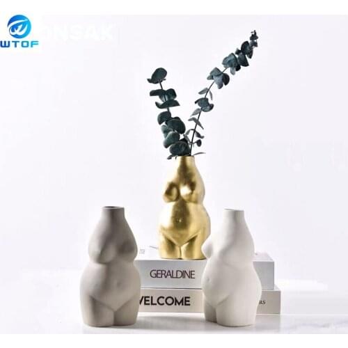 Ceramics Body Art Female Nude Manual Tabletop Ceramic Vase Abstract Vase Flower Pot Home Living Room Accessories Flower Vase