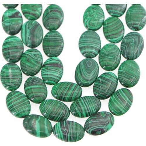 Beautiful 13X18mm Green Malachite Jewelry Oval Loose Beads DIY Accessories Girl Christmas Gift Parts for Necklace Bracelets 15"