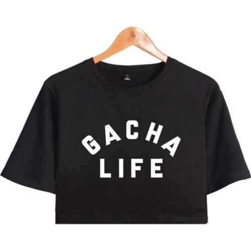 2021 Game Gacha Life Crop Top Exposed Navel T-Shirt Women Girls Pullovers O-Neck Sportswear Hip Hop Harajuku Regular Tops