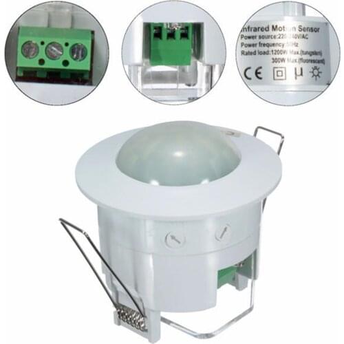 Mini Infrared Motion Sensor Switch PIR Detection Recessed Ceiling Occupancy Motion Sensor Detector Lamp Light Switch 220V