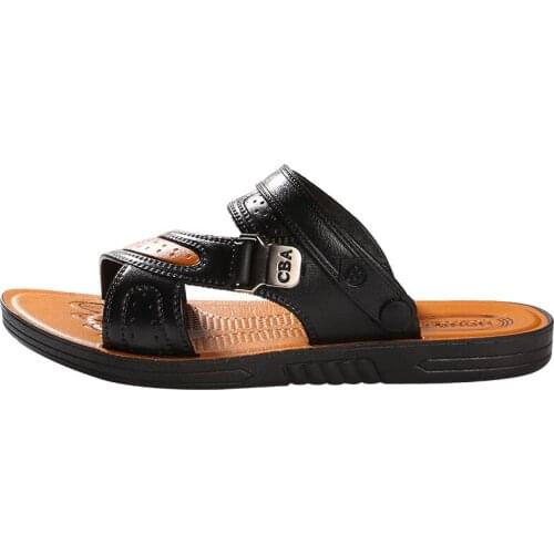 2021 New Mens Sandals Fashion Trend Open Toe Leather Sandals Beach Soft Sole Comfortable Non-slip Waterproof Vacation