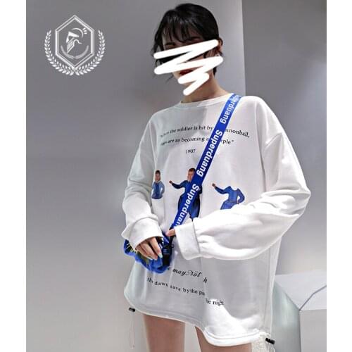 Men Fashion Loose Print Casual Pullover Hip Hop Sweatshirts