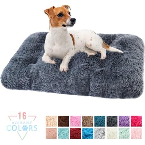 Dog Bed Crate Mat Soft Plush Calming Cat Cushion Bed Pet Mattress Comfy Pillow Kennel Pad Washable Non-Slip for Medium Large Dog