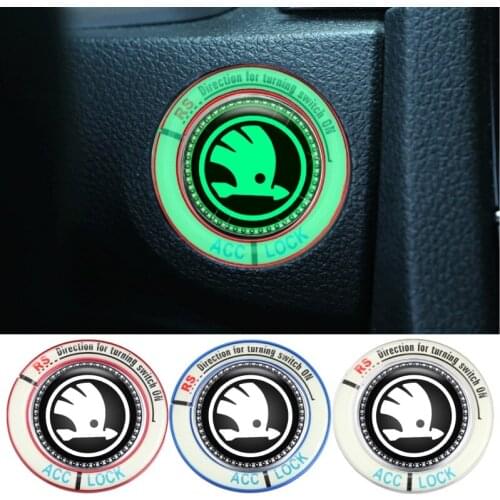 Car Engine Ignition Switch Sticker for Skoda Logo Superb Yeti Karoq Felicia Scala Octavia Fabia Kamiq Kodiak Citigo Kodiaq Rapid
