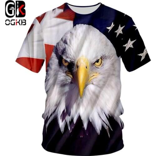 OGKB New Dropship Cool Printing Flag Animal Eagle 3d Tshirt For Men/womens Casual T-shirt Homme Punk O Neck Tee Shirts 7XL