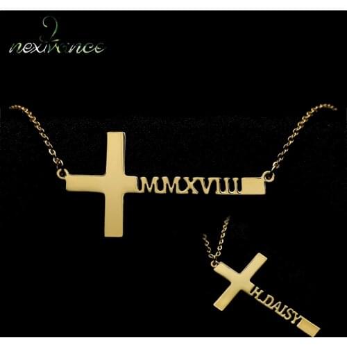 Nextvance Stainless Steel Cross Name Choker Necklaces 3 Colors Personalized Custom Necklace For Women Nameplate Gift Ketting