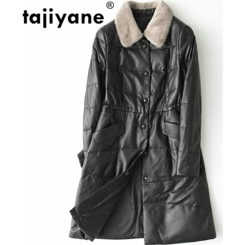 Autumn Winter Coat Women Clothes 2021 Korean Vintage Mink Fur Collar Real Genuine Leather Jacket Sheepskin Down Coat Tops ZT4124