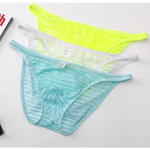 Striped Mesh Sexy Low Waist Mens Briefs Fashion Creative New Cool Simple Mens Underwear Erotic Men Pants