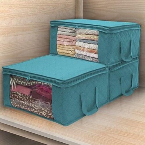Transparent Window Non-woven Dust Bag Foldable Storage Quilt Bag Clothes Storage Box Storage Bag Large Capacity