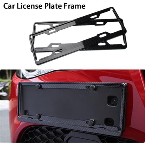 2x Car License Plate Frame Tag Cover Holder Universal Aluminum Alloy Front Rear Licence Frame Carbon Paint Auto Plate Frame