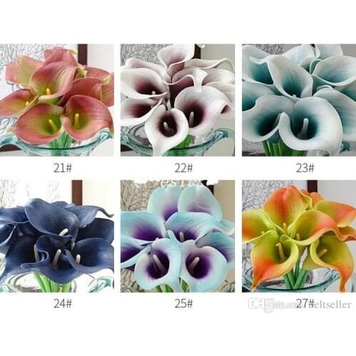 Sale by bulk 100pcs Real Touch Decorative Artificial Flowers Calla lily Bridal Bouquet Artificial Wedding Bouquet Party supply