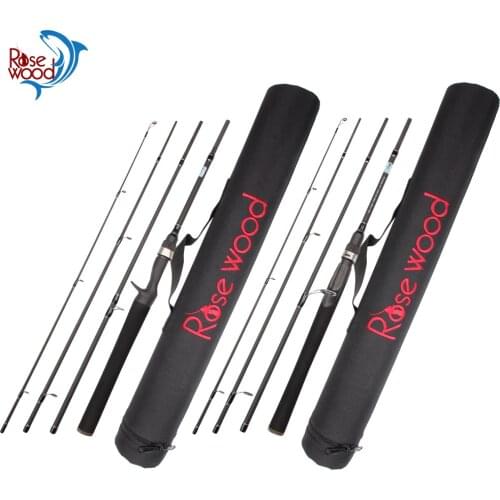 RoseWood Fuji Travel Fishing Rod Spinning 1.98m 4 Section Medium Power 30T Carbon Fiber Baitcasting Fishing Rod With Case Tackle