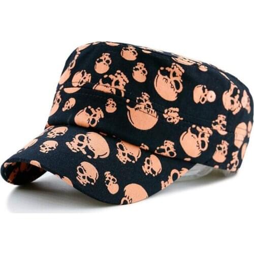 XdanqinX 2020 New Personality Skull Pattern Hip-hop Hat Adjustable Size Mens 100% Cotton Army Military Hats Brand Cap Flat Caps