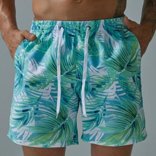 2021 Summer Men Shorts Elastic Waist Breathable Polyester Loose Beach Shorts Swimming Pants Football Training Board Shorts