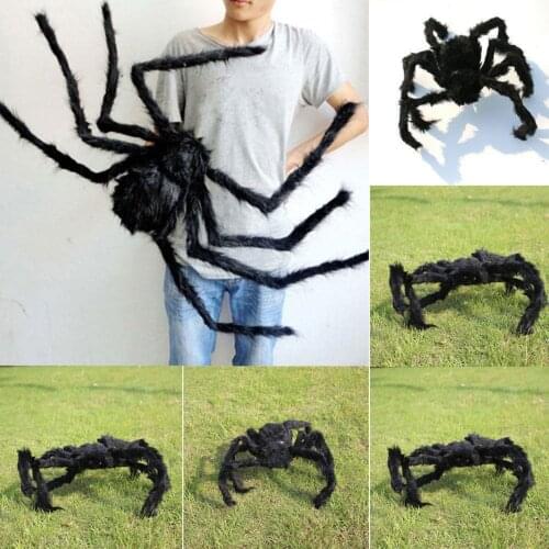 1Pcs 30cm,50cm,75cm super big plush spider made of wire and plush black and multicolour style for party or halloween decoration