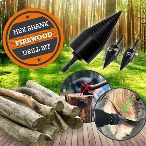 32/38/42MM Firewood Splitter Machine Drill Wood Cone Punch Driver Square shank/Round shank/Hex shank Drill Bit Split Drilling To