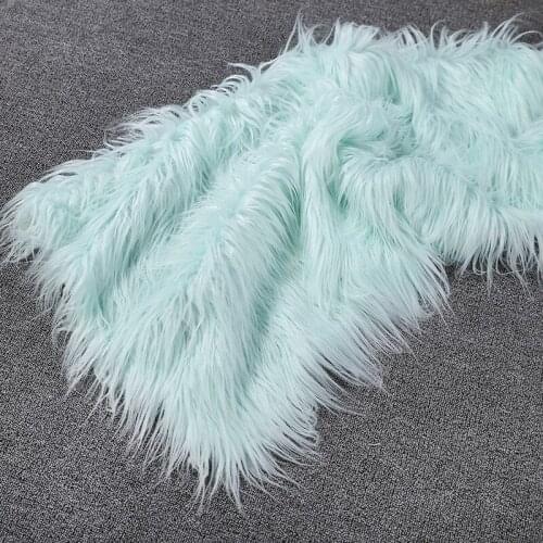 Light Green 7cm Long Pile Curly Fur Fabric Fur Faux Wool Plush Blanket Fabric 0.5meter Quality Artificial Cloth Vest Pillow