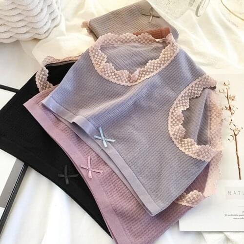 New Japanese Underwear Womens Cotton Panties Sexy Lace Underpants Girls Bow Briefs Mid Waist Seamless Panties Sexy Lingerie