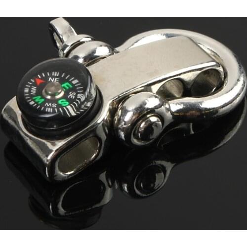 U Shape Anchor Shackle Mini Compass for Outdoor Survival Rope Paracord Bracelet Zinc Alloy Adjustable Compass Safety Buckle